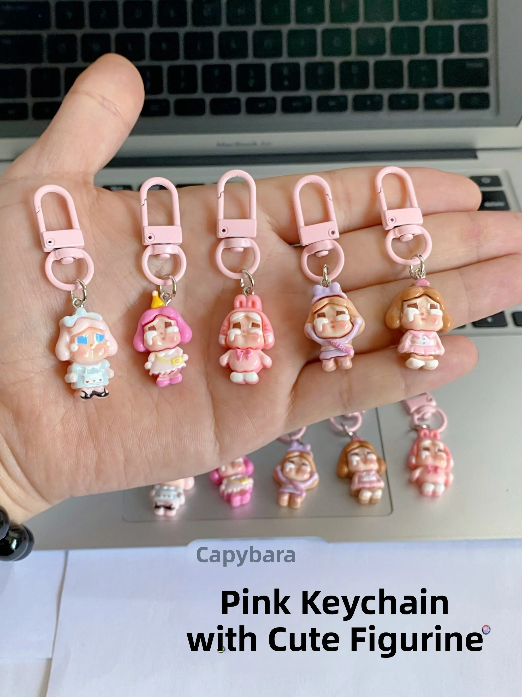 Pink Crying Baby Keychain Cute Book Bag Pendant Best Friend Gift Creative Cultural Keychain Cartoon Style Resin Material