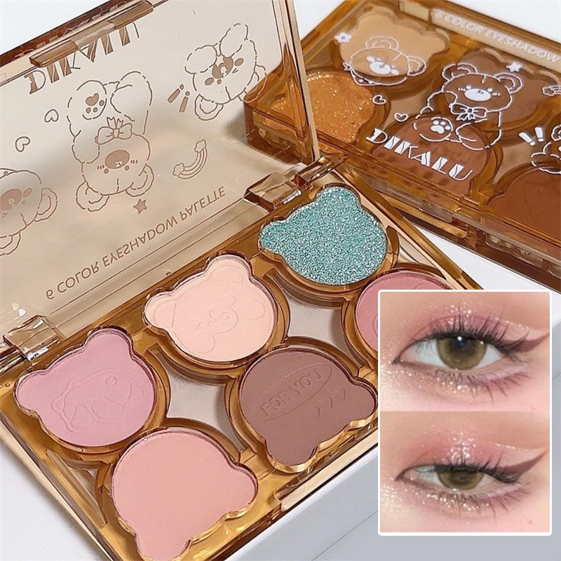 

Палетка теней для век DIKALU Bear Swan Ballet Six: матовые, с мелким глиттером, перламутровые, дымчато-серые, красные, черные, бордовые. Оптом.