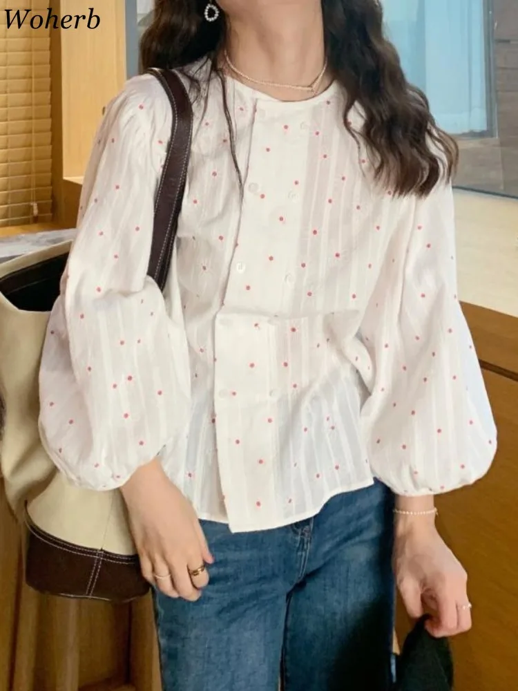 Chic White Blouses for Women Fashion Vintage Shirts 2024 Blusas Mujer De Moda Oversized Tops Sweet Flower Korean Casual Blouse