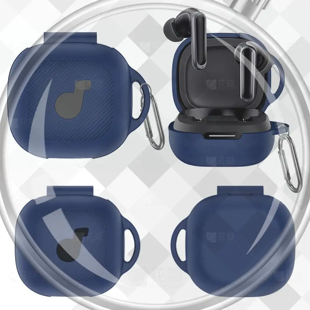 Funda de silicona con mosquetón, funda protectora para auriculares, funda a prueba de golpes, antiarañazos para Anker Soundcore P40i