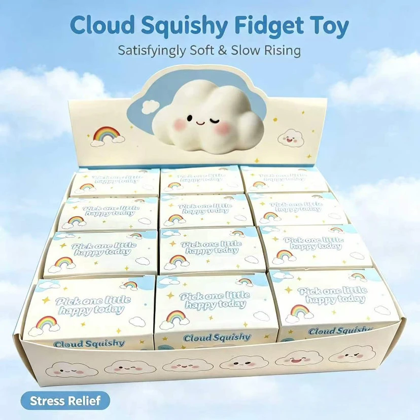 Crunchy Cloud Handmade Ball Soft Squishy Fidget Toy White Decompression Stress Anti Simulated Cloud Squeeze Toy Gift for Adults