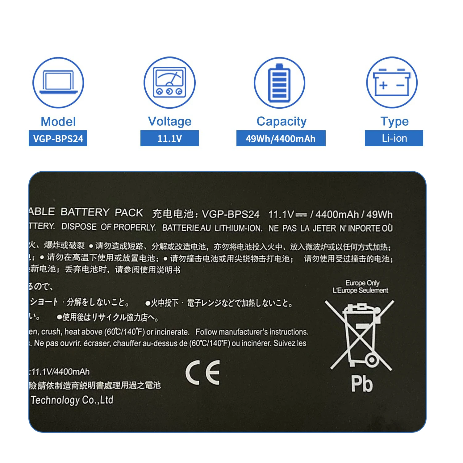 Imagem -02 - Substituição da Bateria do Portátil para Sony Vaio sb sc sd Vpcsa Vpcsd Notebook Fábrica Oem Vgp-bps24 Bpl24 Bpsc24 4400mah 11.1v 49wh