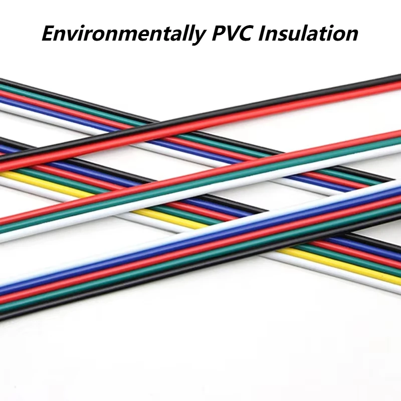 22/20/18AWG 2Pin 3Pin 4Pin 5Pin 6Pin PVC Electronic Cable Extension Wire Color Line for 5050 3528 RGBW RGB CCT LED Strip Lights