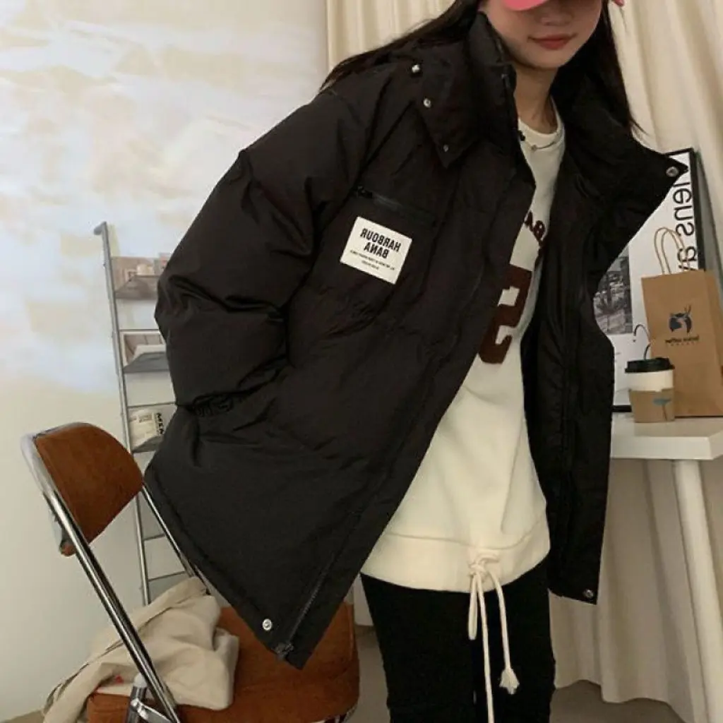 

Women's Japanese Style Hooded Thickened Cotton-Padded Jacket Loose Fit Winter Outerwear New Student Fashion