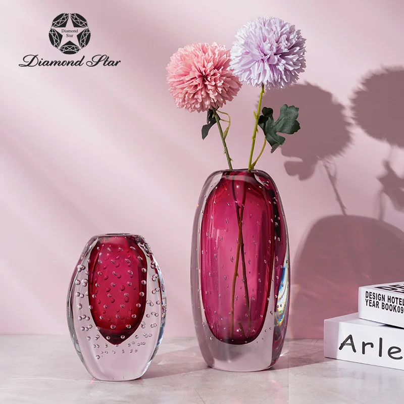 Convex Grain Glass Vase Transparent Hydroponic Flower Pots Desk Decoration Artificial Flower Decorative Floral Arrangement