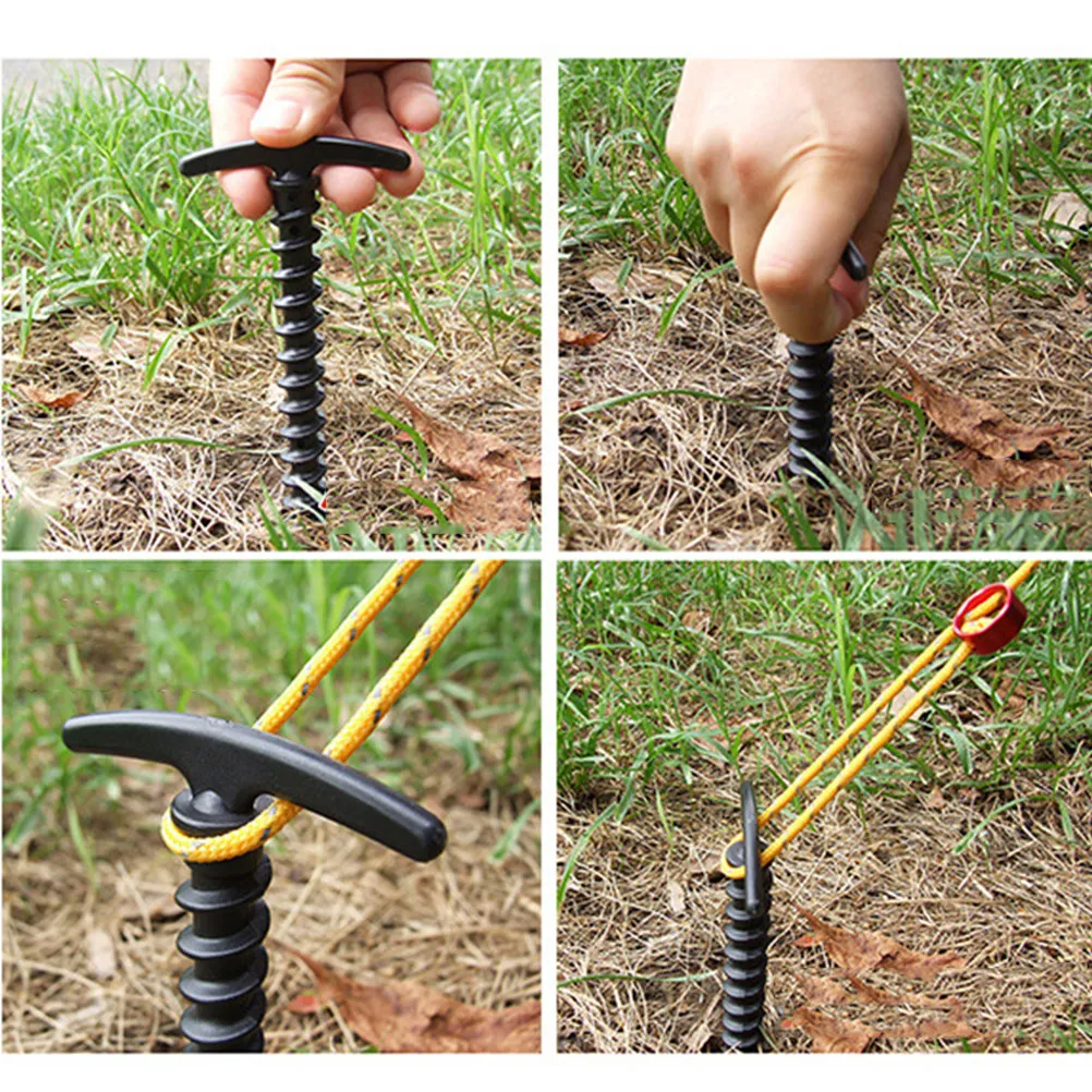 

10 шт. винтовых нейлоновых колышков для палатки, сверхпрочные, безопасные, анкерные, ветрозащитные, для уличных тентов и покрывал