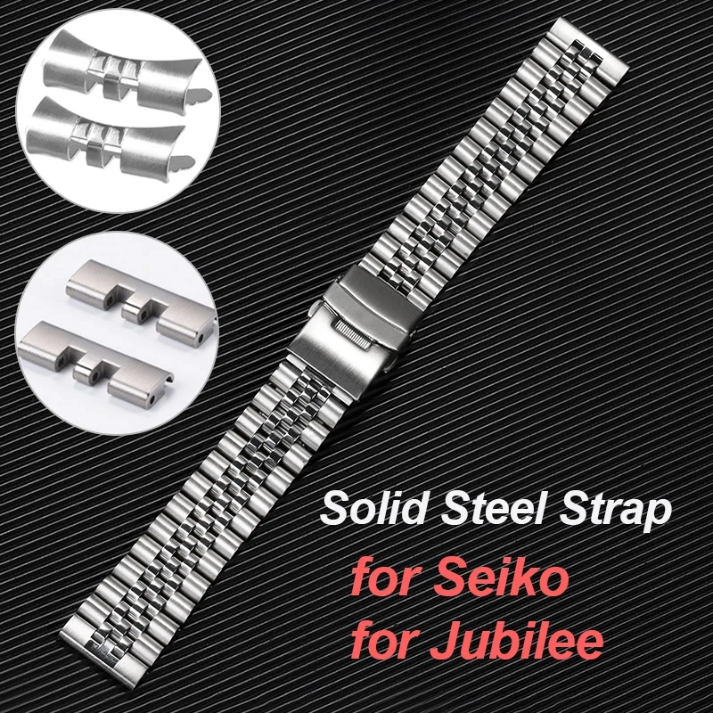 Stainless Steel Watchband for Seiko Curved Straight End Bracelet for Jubilee 18 20 22mm Quick Release Band Replacement Strap