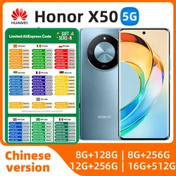 HONOR X50 5G Mobile phone 6.78inches 5800mAh Battery 108 MP main camera AMSnapdragon 6 Gen 1 OLED Original used phone