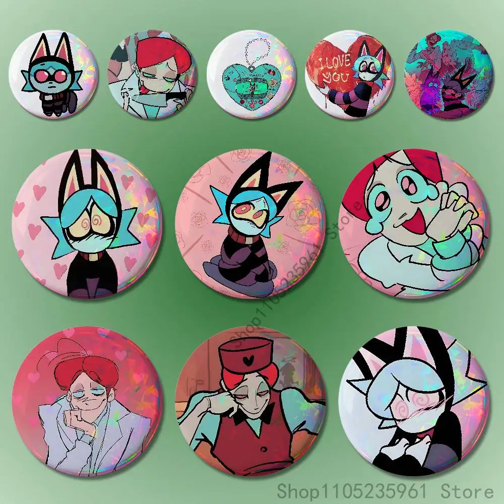 P-PSYCHO CUTIES Badges 25 32 44 58 75 mm Round Cosplay Pin Fans Collect Friends Gifts Brooch Souvenir Custom