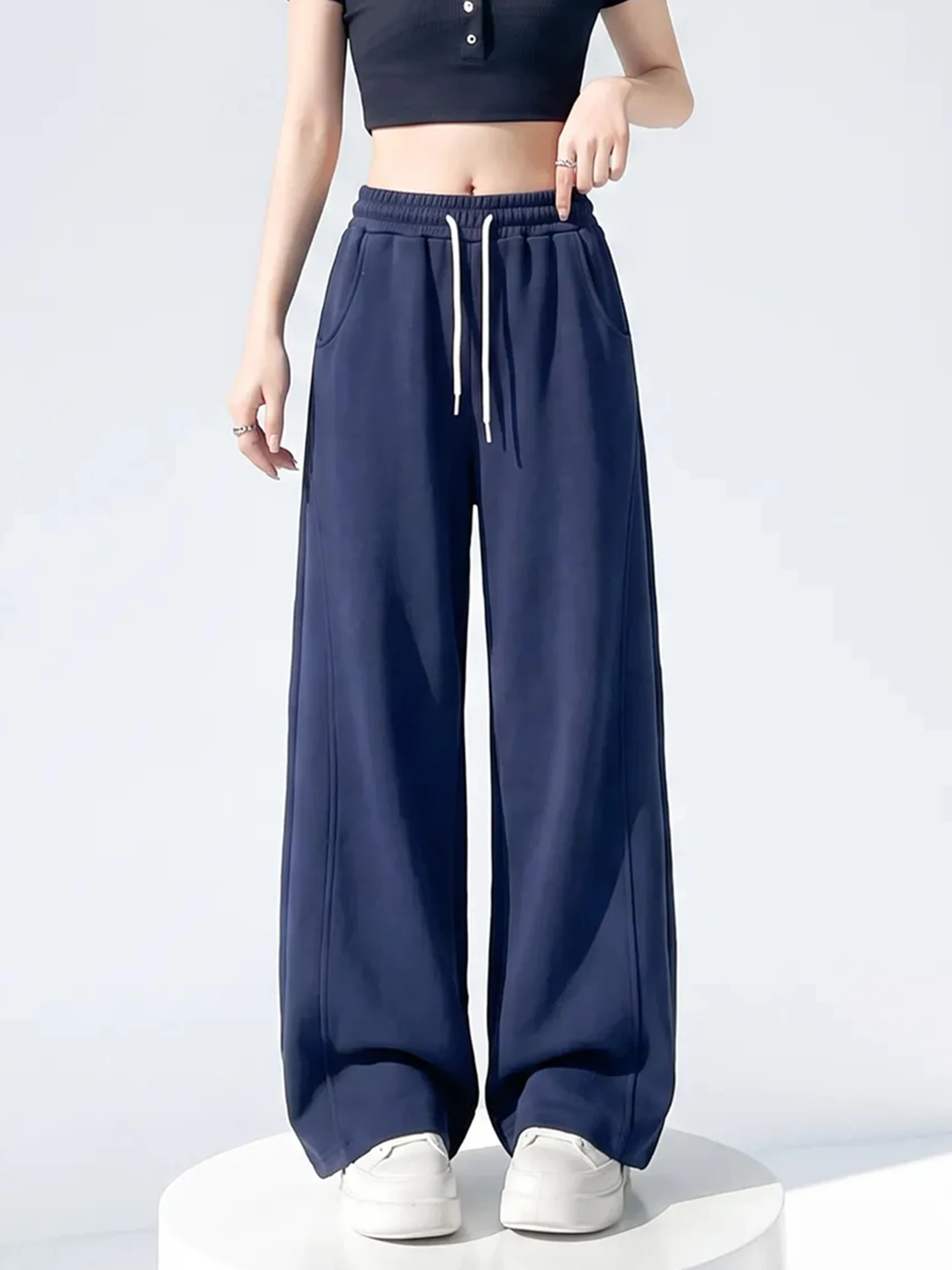 Loose High Waist Wide Leg Pants Women's Casual Drapey Loose Fit plus Size Summer Slimming Floor Length Trousers Sporty Sweatp...
