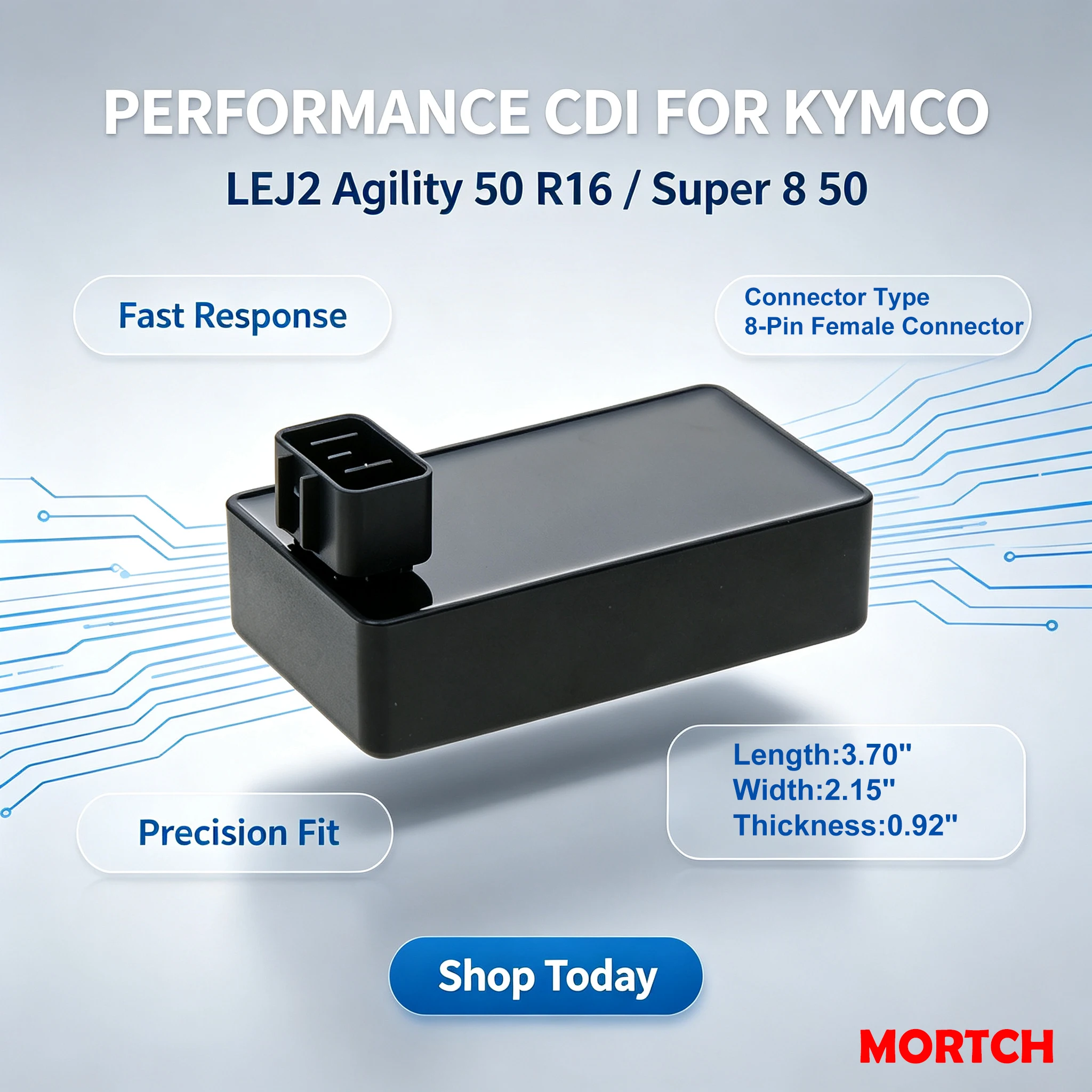 High Reliable 8 Pin OEM LEJ2 CDI Module HPCDI-KYMSUP8 Fit KYMCO Agility 50 R16 Super 8 50 Scooter Motorcycle Ignition Replacemen