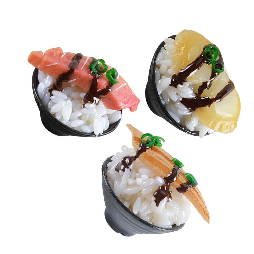 3 Pcs Simulation Sushi Fake Food Toys Pretend Play Kitchen Kids Rice Game Restaurant Playset for