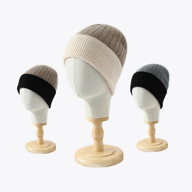 100% Wool Knitted Beanie for Men Women Solid Color Soft Stretchable Winter Warm Skull Cap Unisex Outdoor Sports Comfort Fit