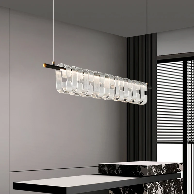 Minimalist Long Chandelier led Luxury glass lamp lamp for Restaurant Creative Simple Individual art Bar Counter Designer lamp
