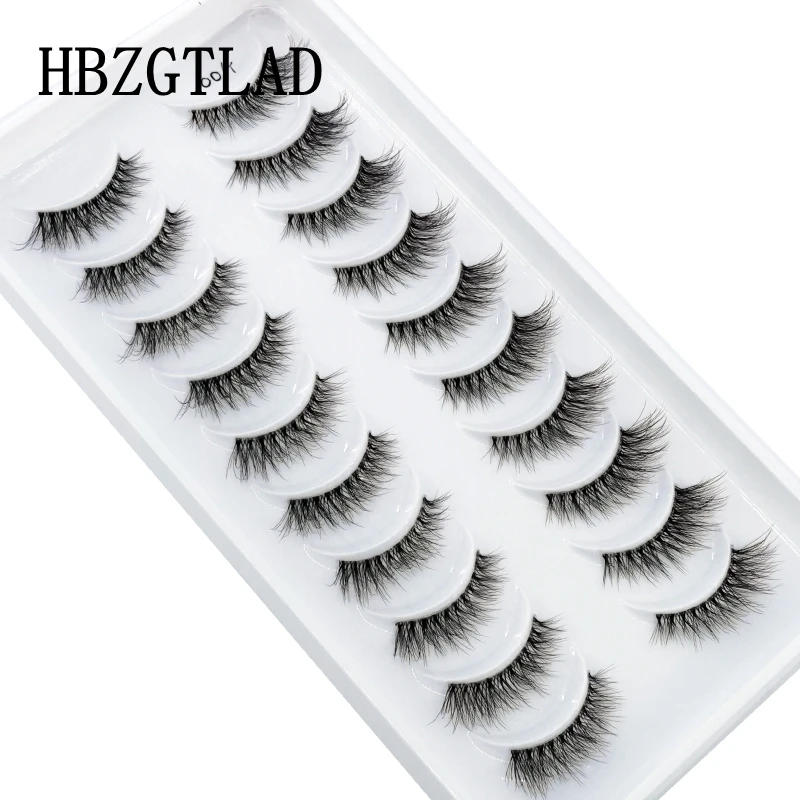 New 10pairs half/full eye Mink Eyelashes Clear Band Eye Lashes Natural Long Invisible Band False Eyelashes Handmade Upper Lashes