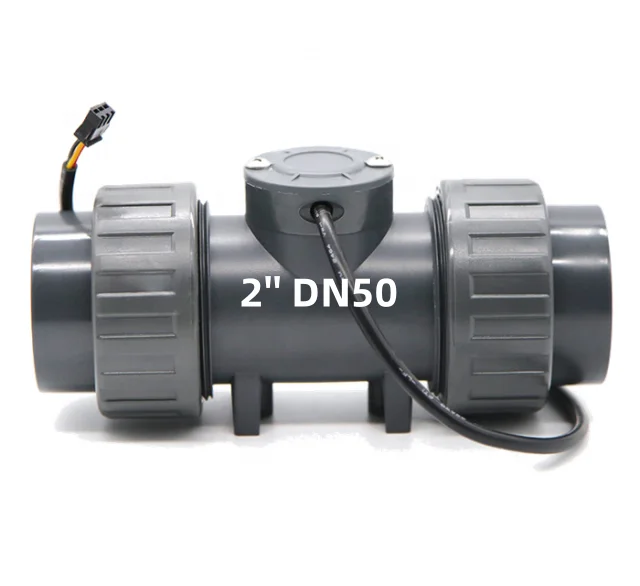 ZJPVC-DN50 DC24V نبض الناتج مقياس التدفق الكهرومغناطيسي 2 ''مستشعر التدفق 60-1160L لمواد مياه الصودا الصناعية السوائل UPVC