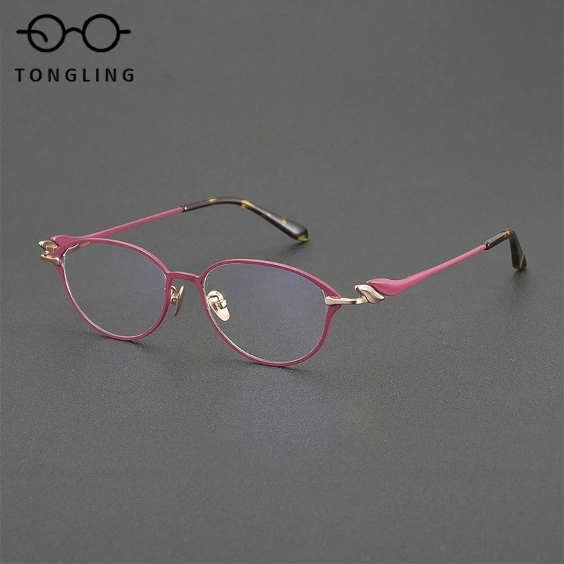 2026 New Fashionable Women Handcrafted Glasses Of High Quality Men Ultra-Light Pure Titanium Sexy Cat-Eye Personalized Frame