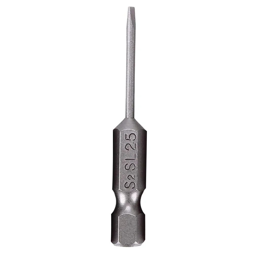 Punta de destornillador con punta ranurada, aleación de acero plateado, taladros eléctricos de 2,0-6,0mm, herramientas manuales de cabeza plana, portátil magnético para el hogar, 1 ud.