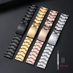 18 20 22 24 26 28 30mm High Quality Solid Stainless Steel Watch Strap Folding Buckle Strap Replace Wristwatch Band Accessories