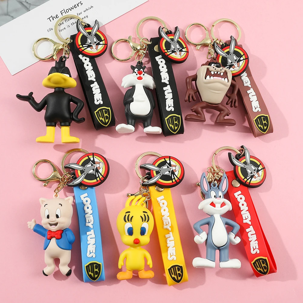 ¡Reunión de estrellas de Looney Tunes! Llaveros de personajes clásicos con correas de colores, imprescindible para los fanáticos de la animación.