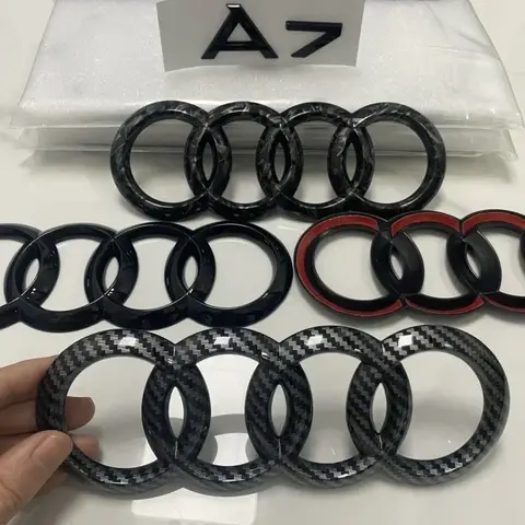 AUDI A7 2012-2023 4 Ring Logo ABS Directly Covered Emblem Car Hood Front Grill Rear Trunk Emblem Badge A7 Refit Accessory