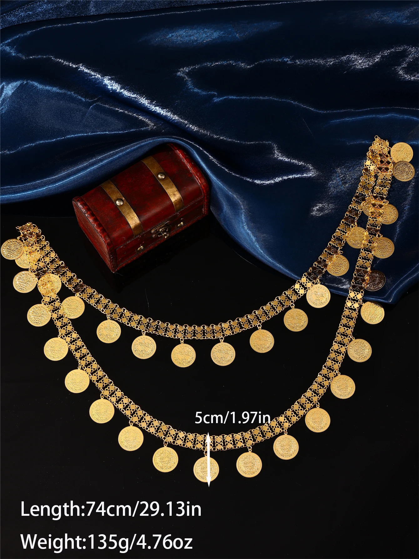 1 Fashionable Ladies' Body Chain & Shoulder Chain with Turkish Coin Pendant, Ladies' Festival Banquet Wear Jewelry image 5