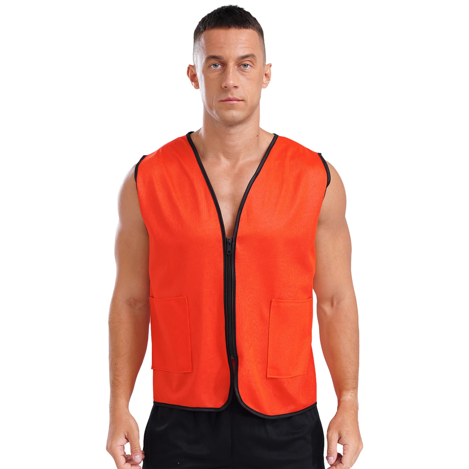 

Men Women Outdoor Work Safety Waistcoat Uniform V Neck Sleeveless Zipper Vest Tops for Volunteer Activities Cycling Engineering