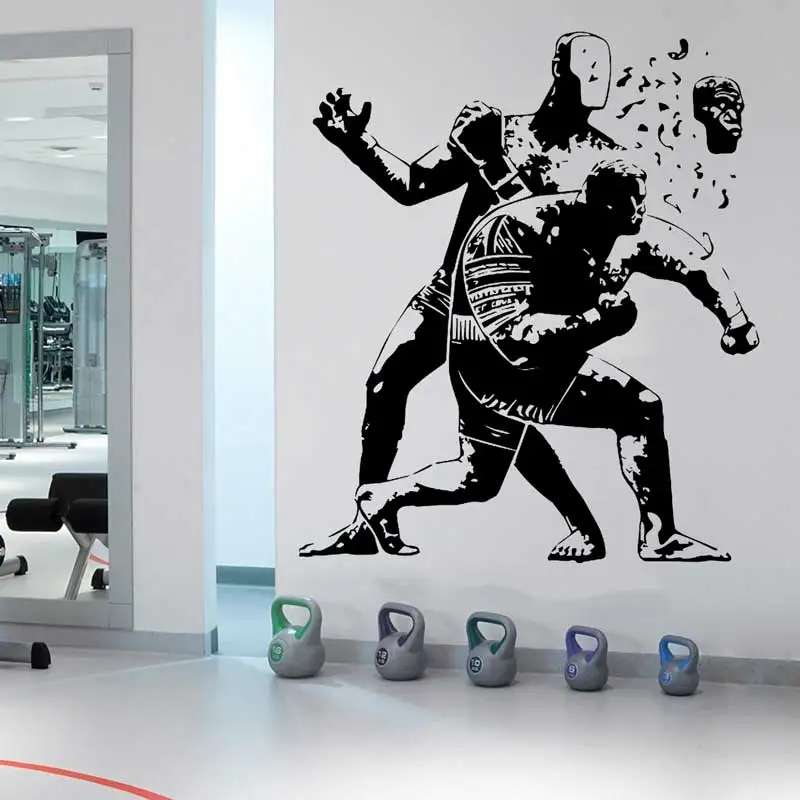 Gym Training Boxing Wall Stickers Vinyl Decals Mural Art Deco Free Fighting Extreme Sports Home Bedroom Gym Stickers Mural Gifts