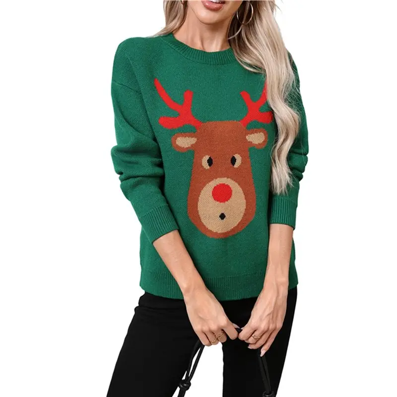 

【FLASH DEAL】Women/Men Ugly Christmas Long Sleeve Sweaters Pullover Holiday Soft Warm Crewneck Chunky Sweaters