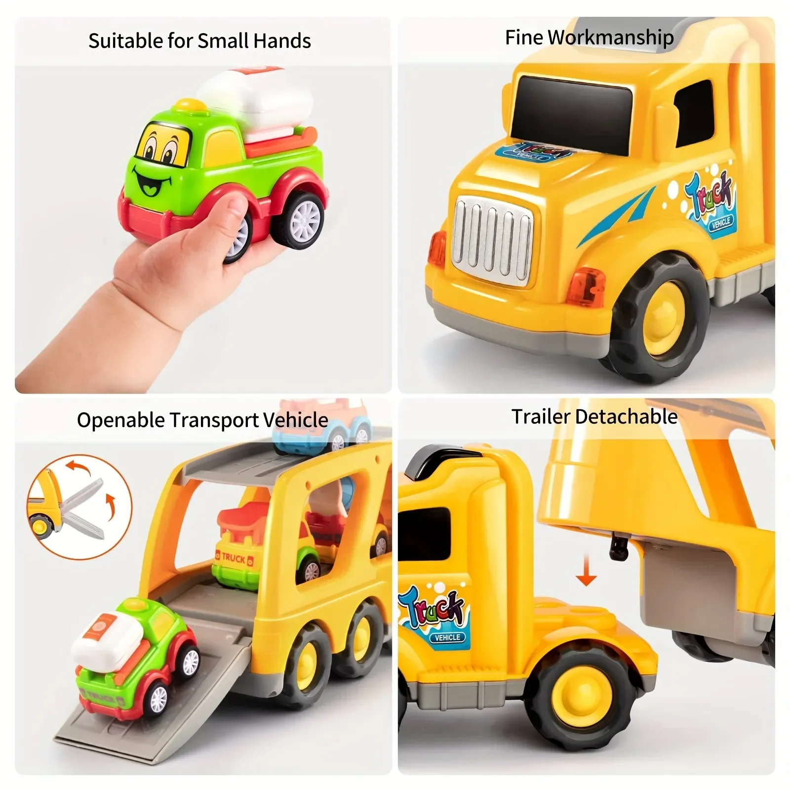 3-6 Year Old Children\'s Friction Power Toys, City Transportation Card Cars, Children\'s Toy Sets, Christmas Gifts - Yellow