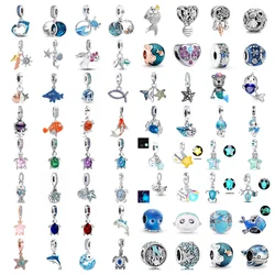 2025 New Original 925 Silver Bule Turtl Glow-in-the-dark Lightbulb Bead Charm Fit Bracelet Necklace Women Diy Jewelry