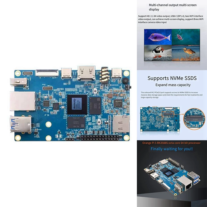 Development Board For Orange Pi 5 4GB Linux RAM LPDDR4/4X 8K RK3588S Octa-Core 64-Bit Processor Support Orangepi OS