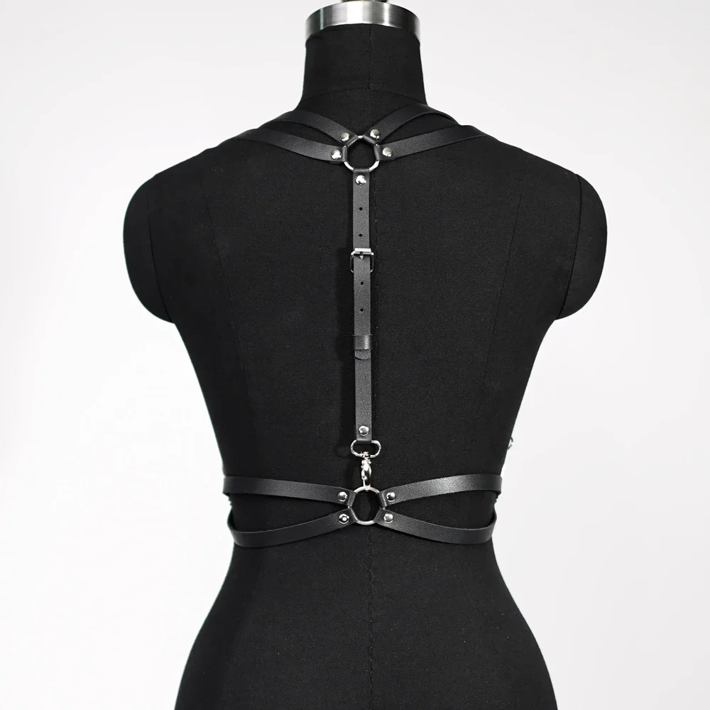 أزياء المرأة الجلود تسخير حزام الجسم تسخير مشد ملابس داخلية نسائية من الجلد الحمالات للنساء الملابس القوطية الوثن