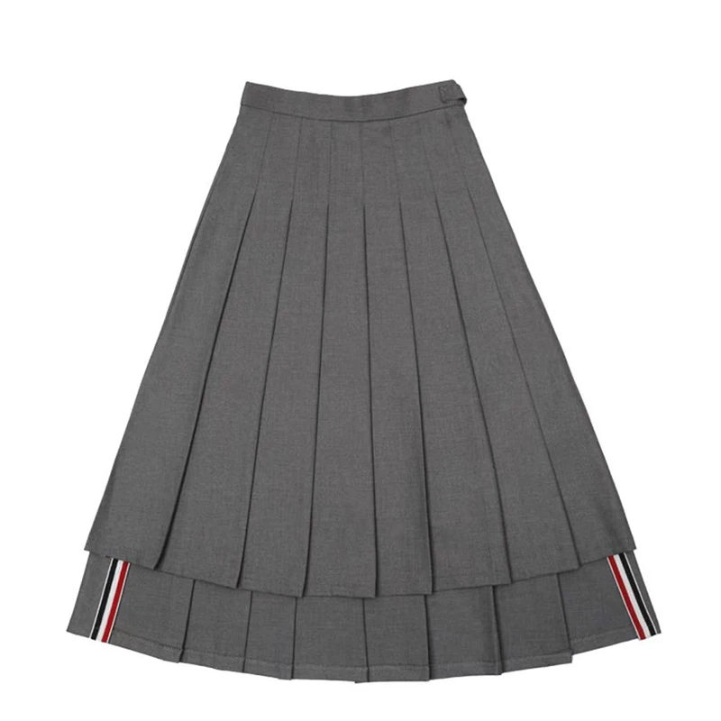 Y2K 2024 New Women\'s Pleated Skirt High Waist Mid Skirt Fashion Trend Versatile College Style A-line Split Half Skirt Girl