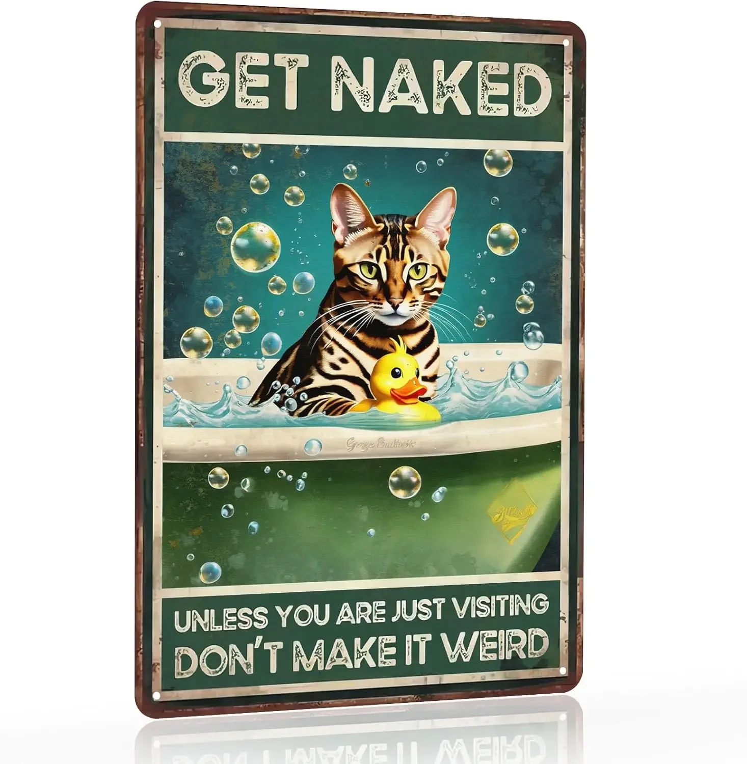 Directo Beautiful Bengal Cat Metal Tin Sign Iron Painting for Adult,Animal Metal Tin Signs for Adults,Home Kitchen Bedroom Ga
