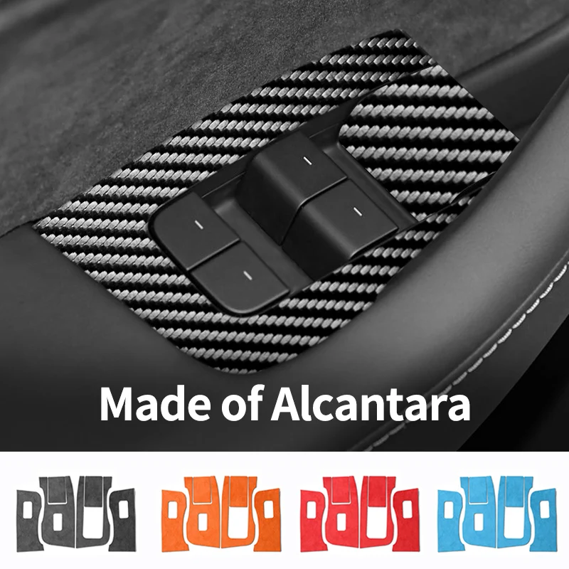 

For Tesla Model 3 (2019-2023) / Y (2019-) Car Windows Control Panel Trim Sticker Anti Scratch Carbon Fiber Interior Accessories