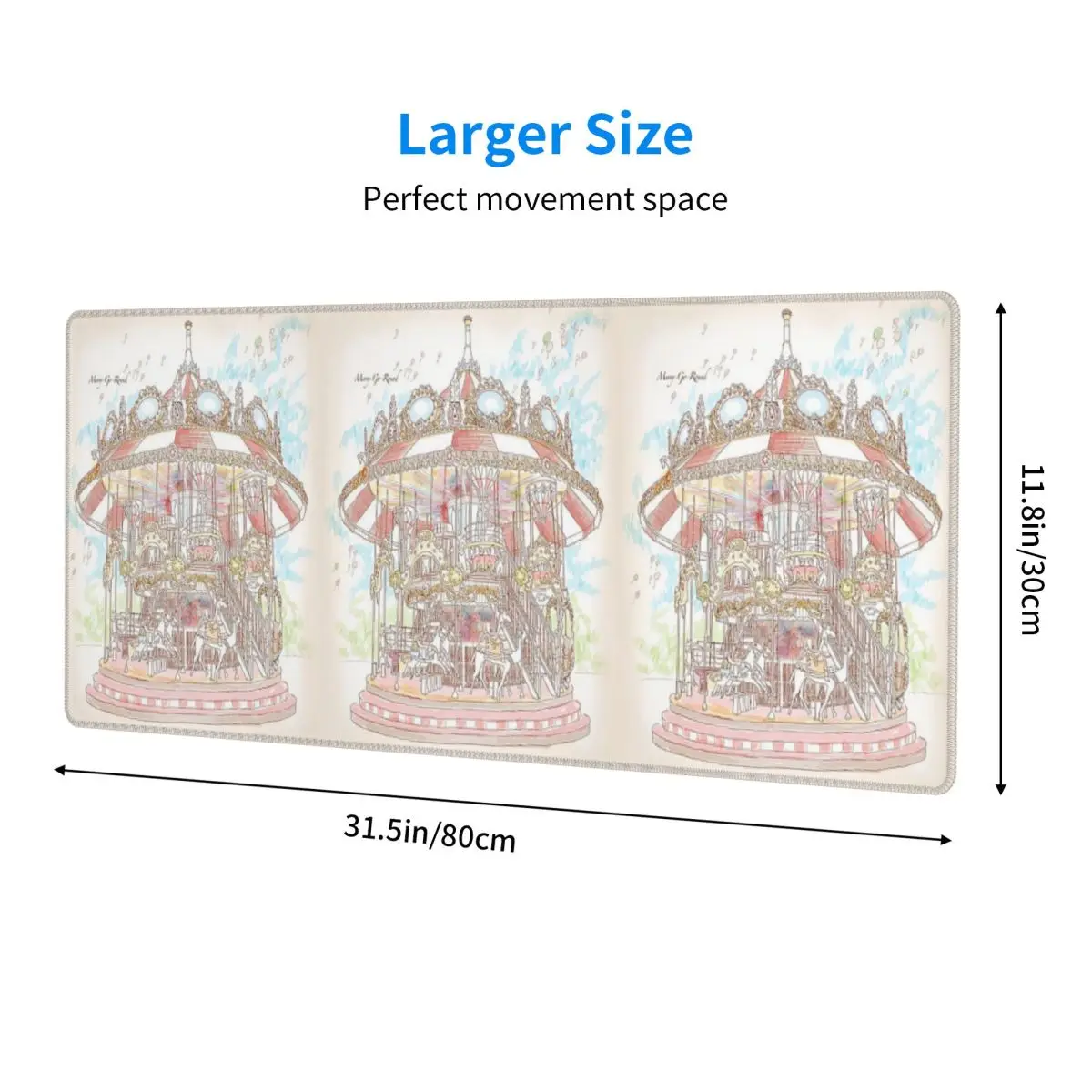 Pastel Circus Carousel Large Mouse Pad Computer Keyboard Mouse Mat Gaming PC Laptop Desk Mat Office Accessories Table Mats