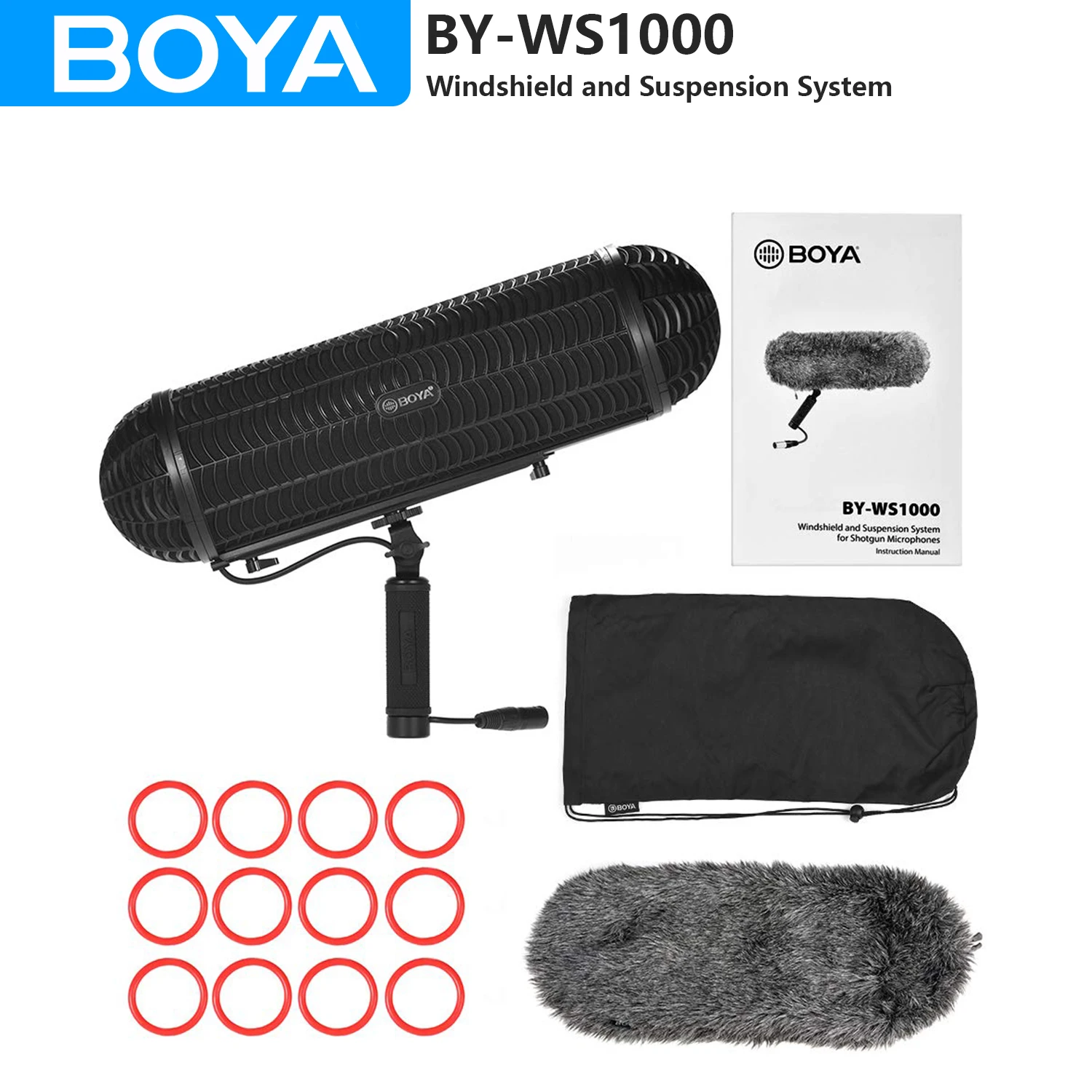 BOYA BY-WS1000 Microphones Blimp Windshield Suspension System for Shotgun Mic for Canon Nikon Sony DSLR Camcorder Recorder