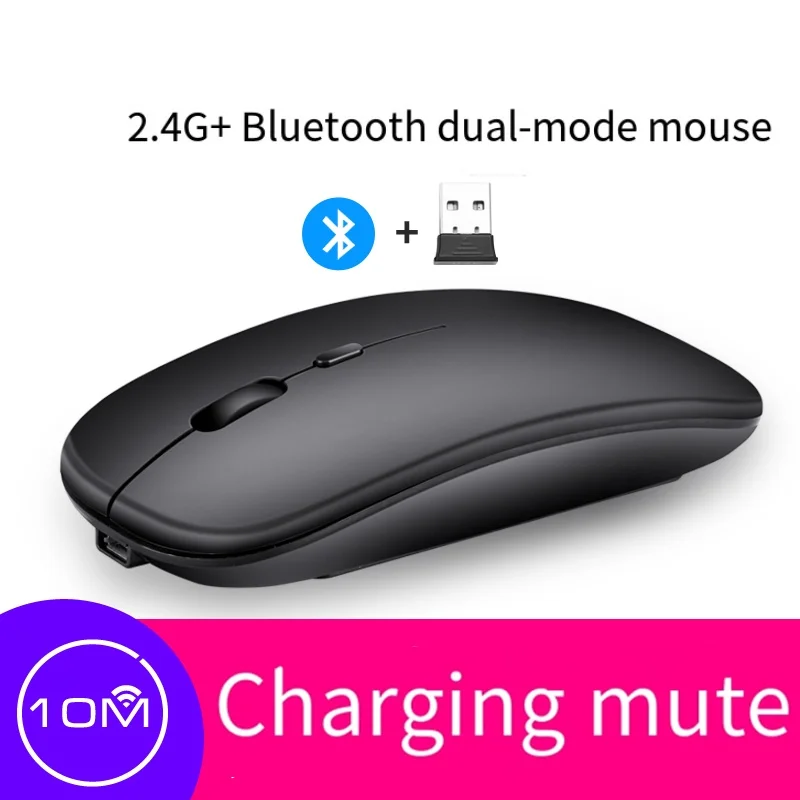 Wireless Bluetooth 5.2 Mouse luminoso ricarica USB Mouse Wireless da 2.4GHz Mouse da gioco portatile da 1600DPI per Computer Tablet