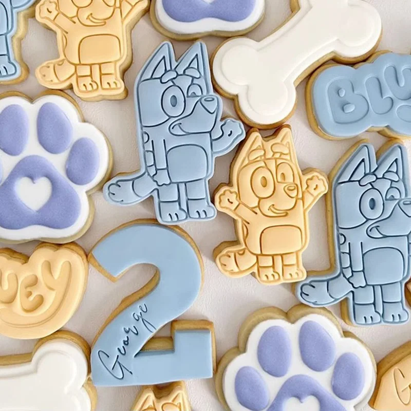 Bluey molde de galletas de dibujos animados cachorro Bingo herramienta de molienda de galletas pastel de cumpleaños decoración de galletas molde 3D impreso molde de plastilina para niños