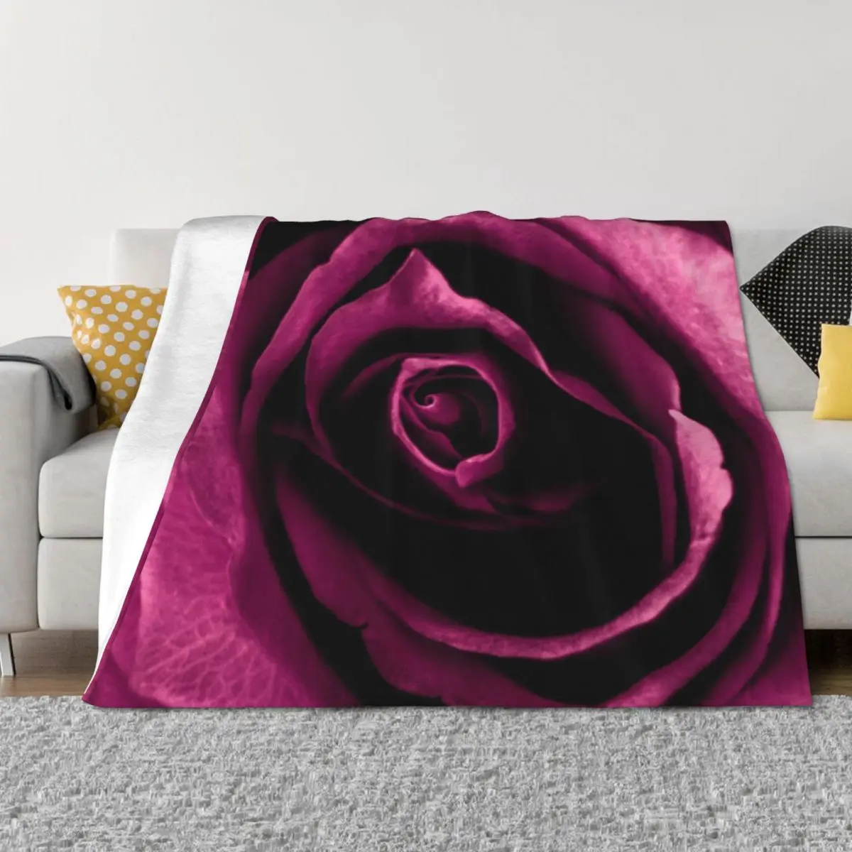 

Deep Pink Rose Throw Blanket Picnic Comforter Luxury Brand Blankets