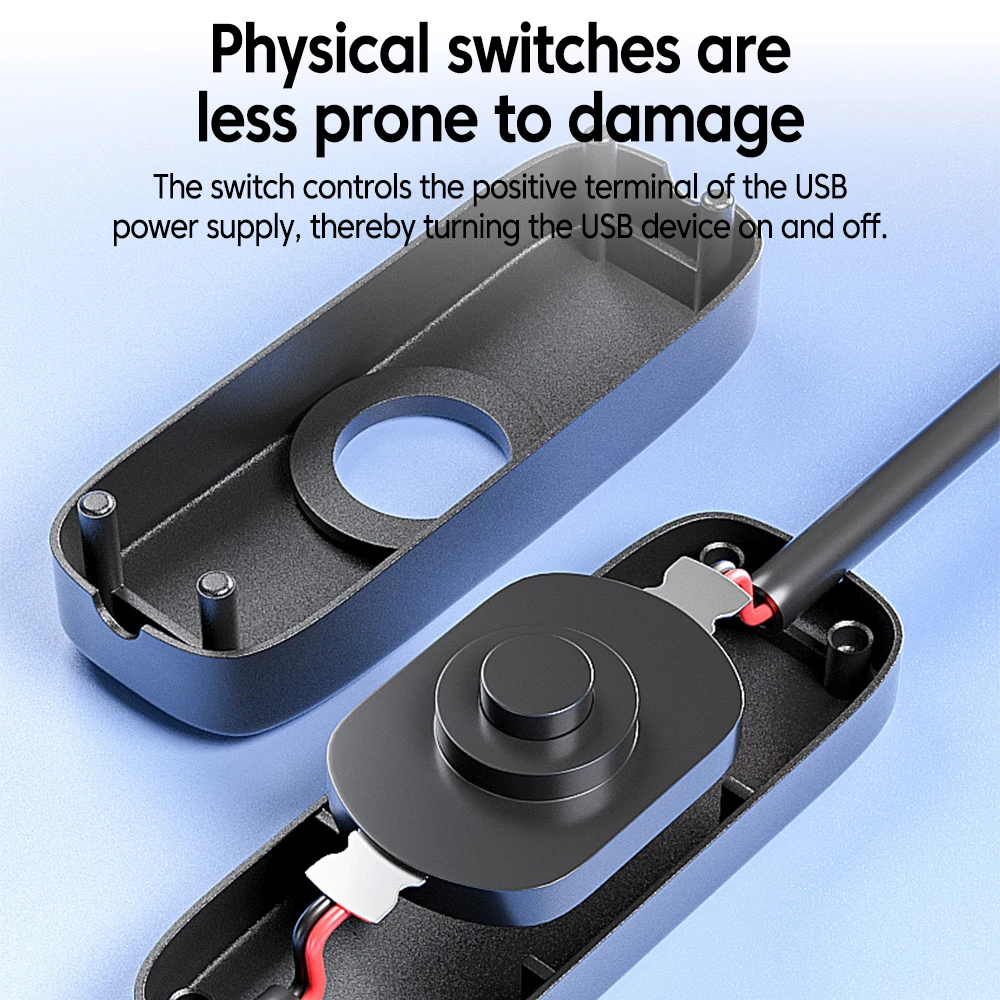 Elough USB Male to USB Female Extension Cable with Switch 5V/2A Fast Charging Cable for LED Lamp/USB Flash/Fan/LED Strips