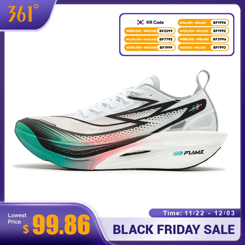 361 Degrees Flame 3.5 Men's Running Shoes Sports Marathon Carbon Plate Racing Breathable Cushioning Sneakers Male 672512215F