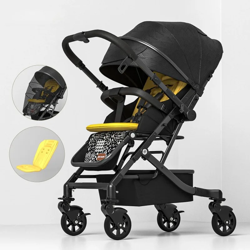 

Universal Lightweight 4-Wheel Baby Stroller Foldable Two-Way Reversible Pushchair Sit or Lie Shock Absorbing Infant Carriage