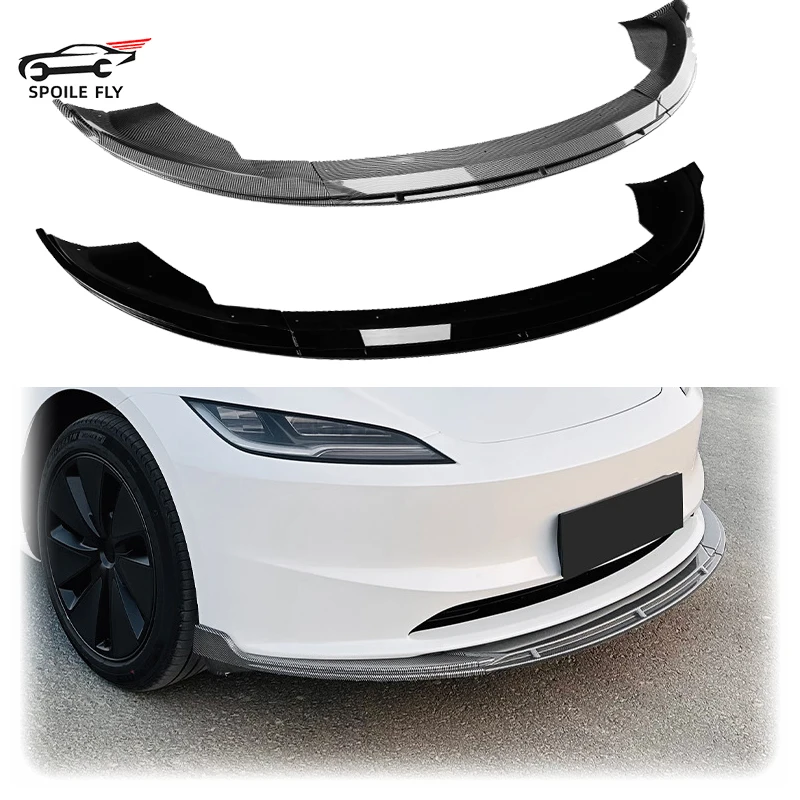 

3X 2024 To Up For Model 3 Updated Version New Model Front Bumper Lip Body Kit Spoiler Splitter Bumper Canard Lip Splitter By ABS