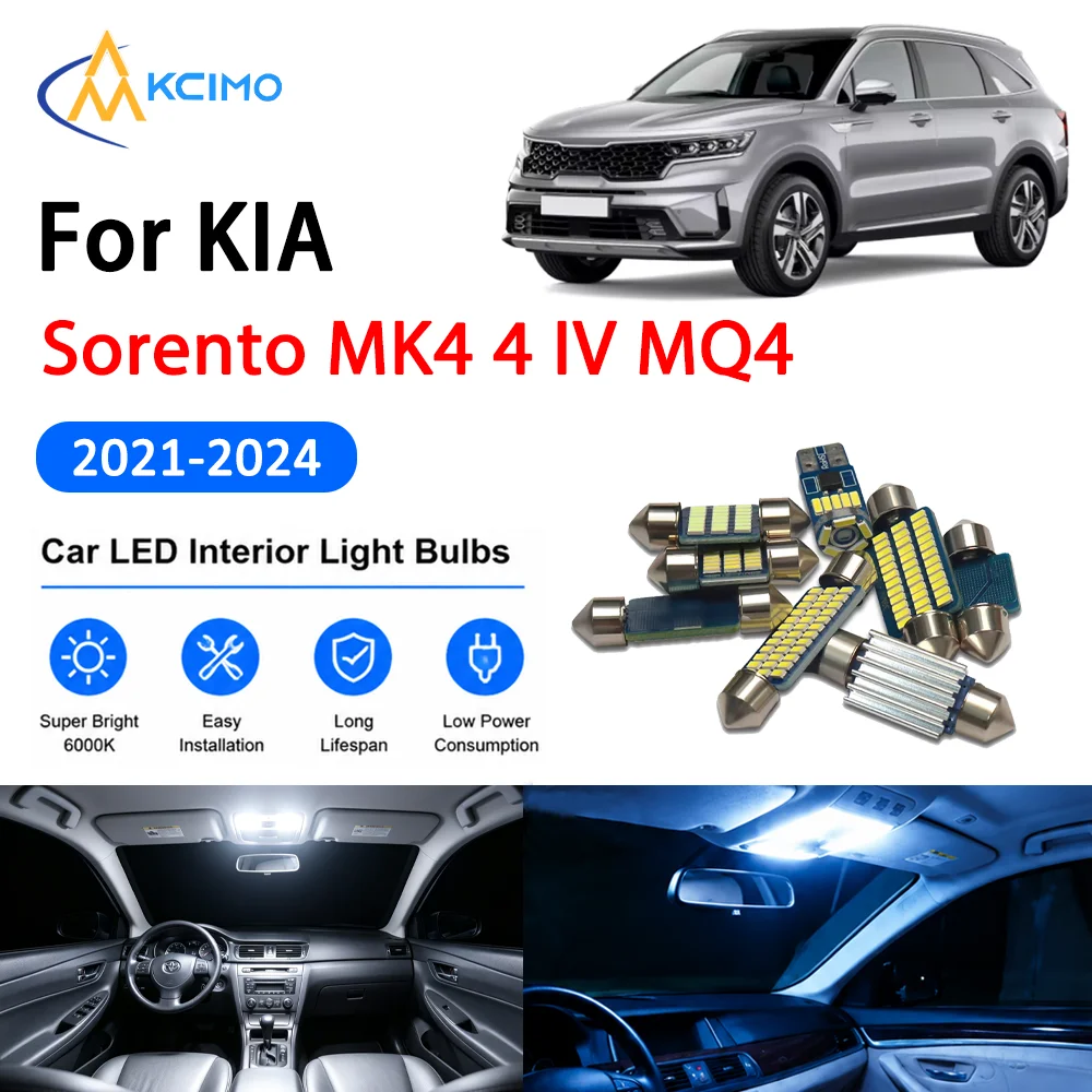 Complete LED Interior Dome Light Kit For KIA Sorento MK4 4 IV MQ4 2021-2024 Door Courtesy Bulb Canbus Safer Reading Bright Lamps