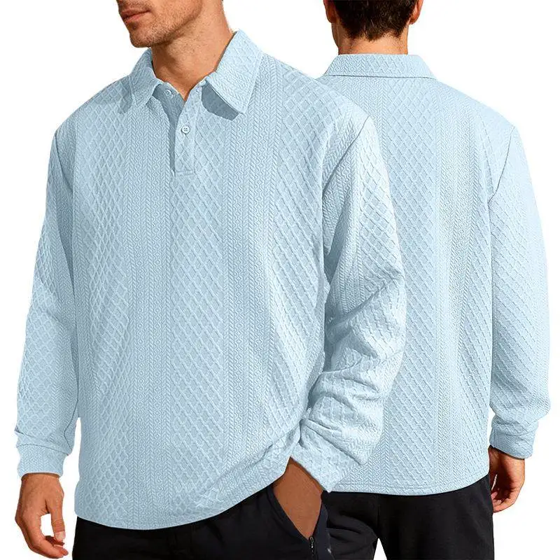 Loose Long Sleeve Men's  Shirt Hoodie Button up Casual Necktie Cross-Border Texture Embroidery  Color Garment