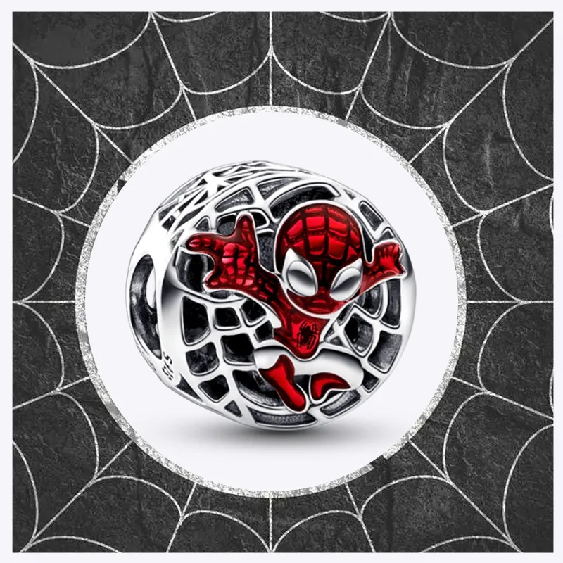 

Hot MINISO Marvel Series Charms Beads 925 Sterling Silver Spider-Man in mid-jump Dangle Fit Bangle Bracelet Necklace DIY Jewelry