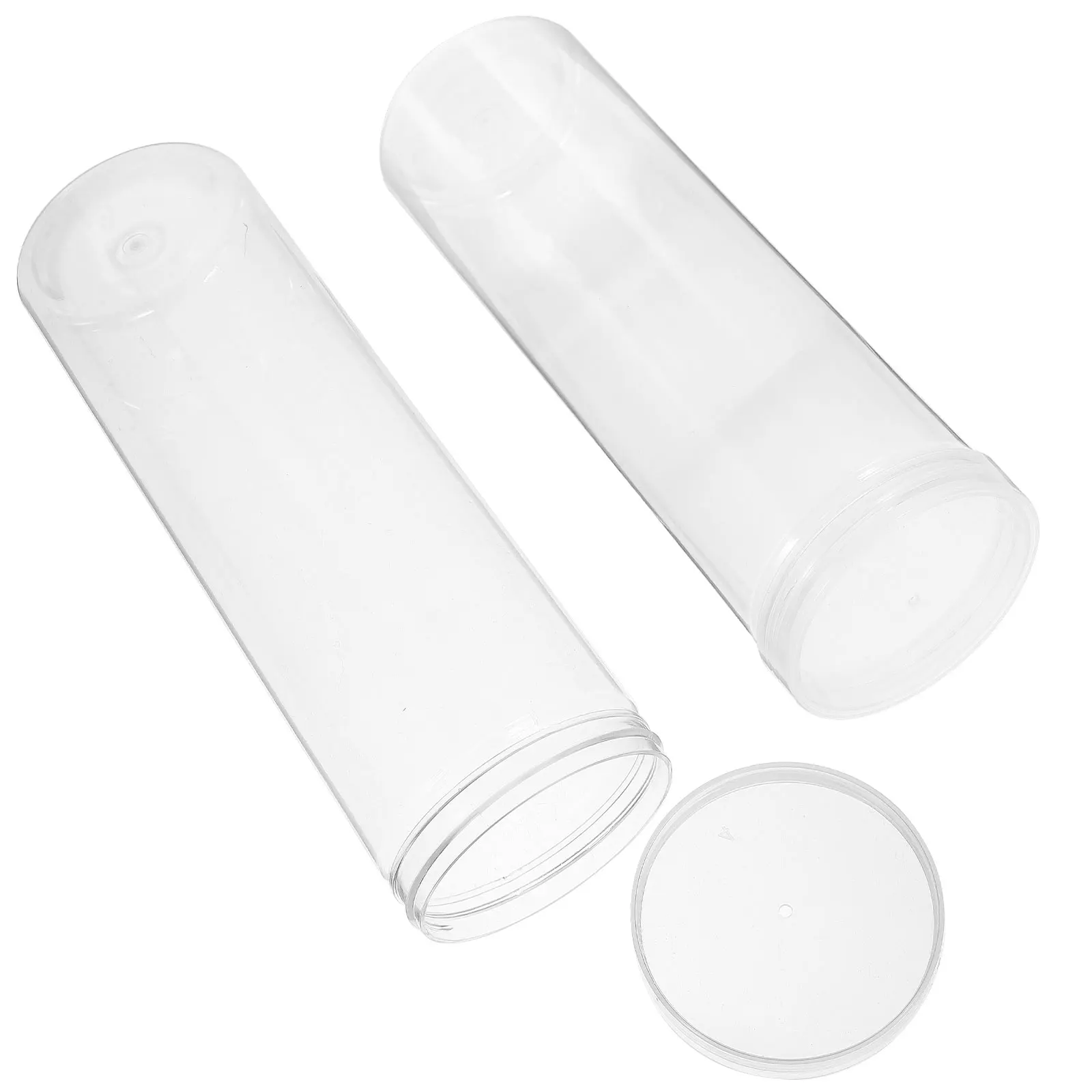 

2pcs Transparent Pen Holders Clear Plastic Containers Small Boxes Hole Case Storage for Pens 50 Pieces Eraser Cap Pencil
