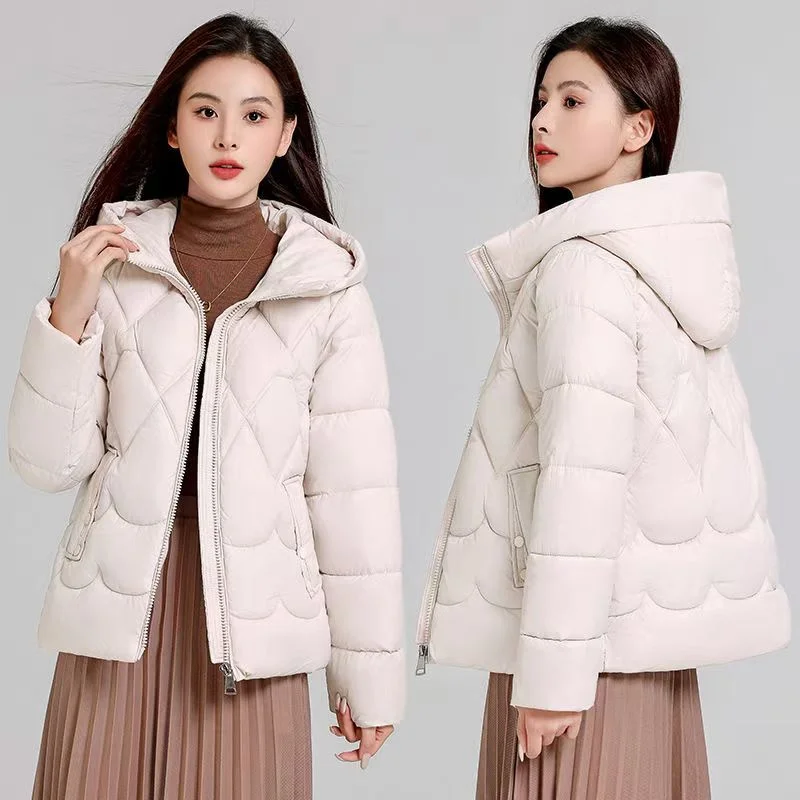 In Winter Of 2024 The New Fashion Plus Size Cotton-padded Coat Short Hooded Loose Temperament Slim And Versatile Cotton Coat Top